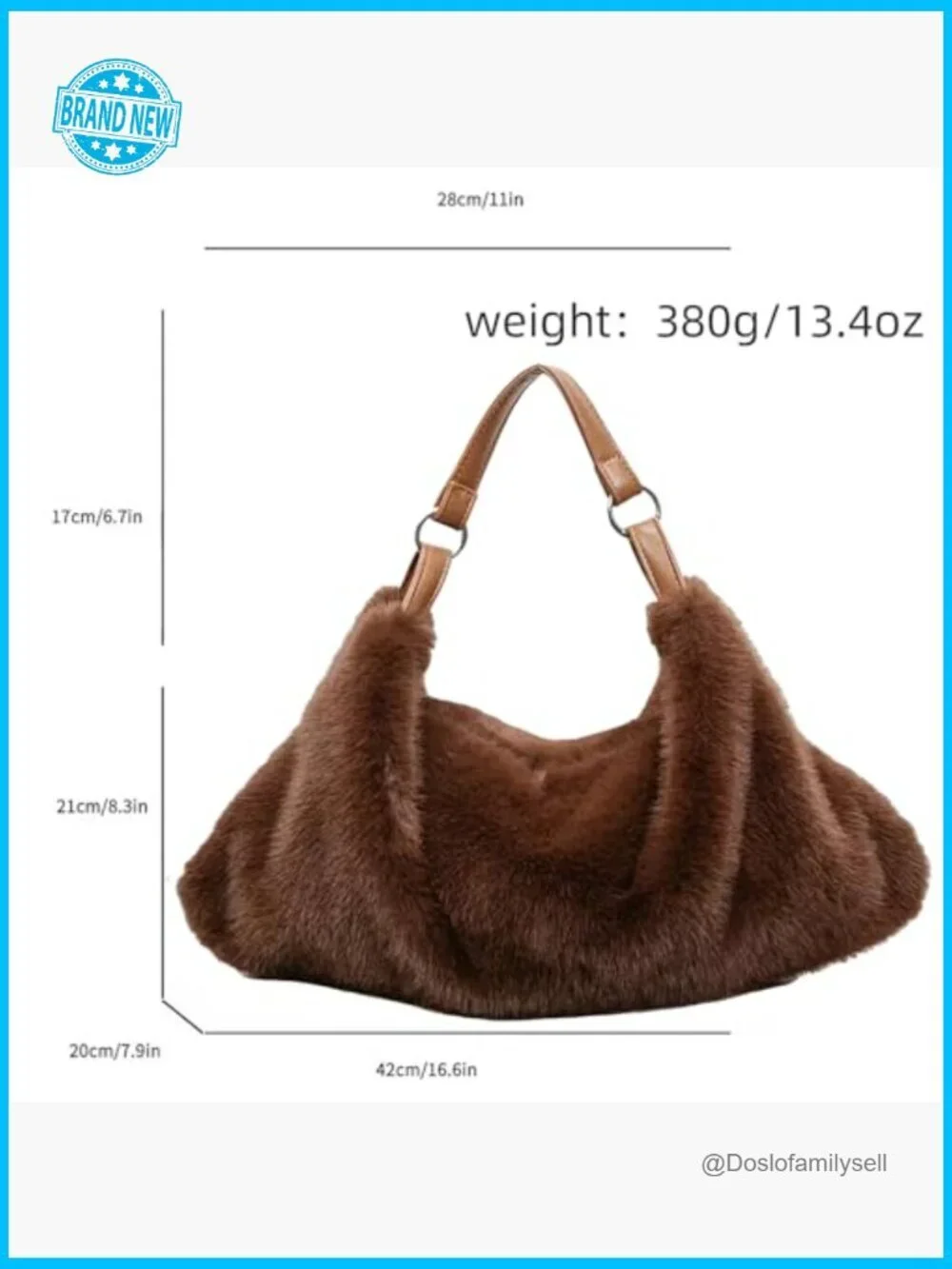Fluffy Faux Fur Hobo Bag Cozy Winter Tote Shoulder Crossbody Handbag